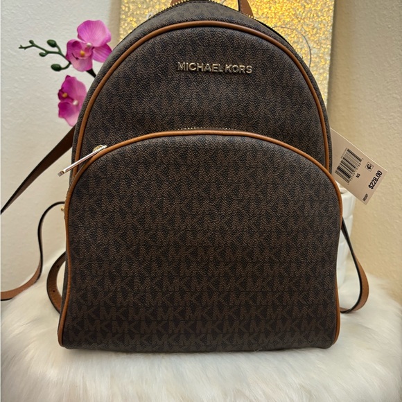 Michael Kors Brown Backpack with Signature Monogram and Leather Trim - Picture 4 of 7